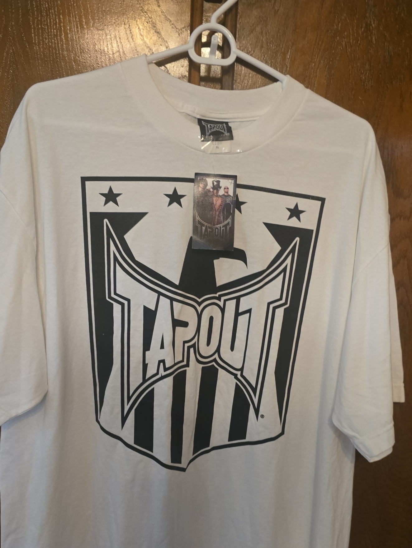 Tapout White Tee With Bold Black Eagle Shield Logo Xl